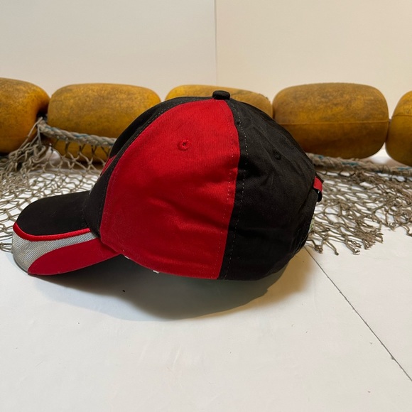 Mens Castle Packs Power Canvas Twill Black & Red Truckers Adjustable Cap Hat - Picture 2 of 7